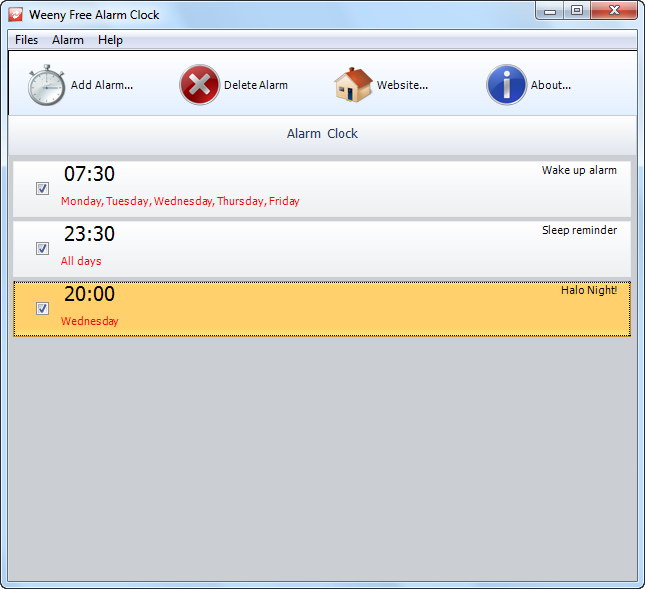 A free alarm clock software for Windows.
