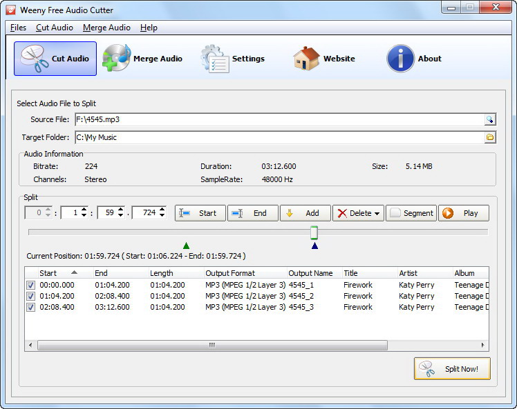 Windows 8 Weeny Free Audio Cutter full