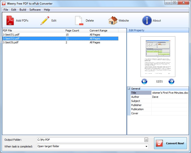 Weeny Free PDF to ePub Converter screenshot Weeny Free PDF to ePub Converter screenshot