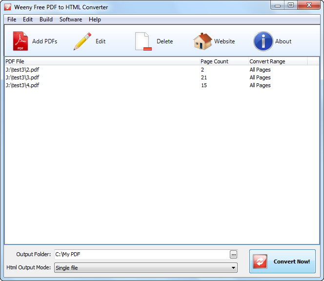 Weeny Free PDF to HTML Converter screenshot