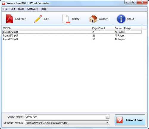Weeny Free PDF to Word Converter screenshot