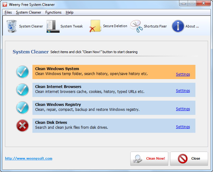 Windows 8 Weeny Free Cleaner full