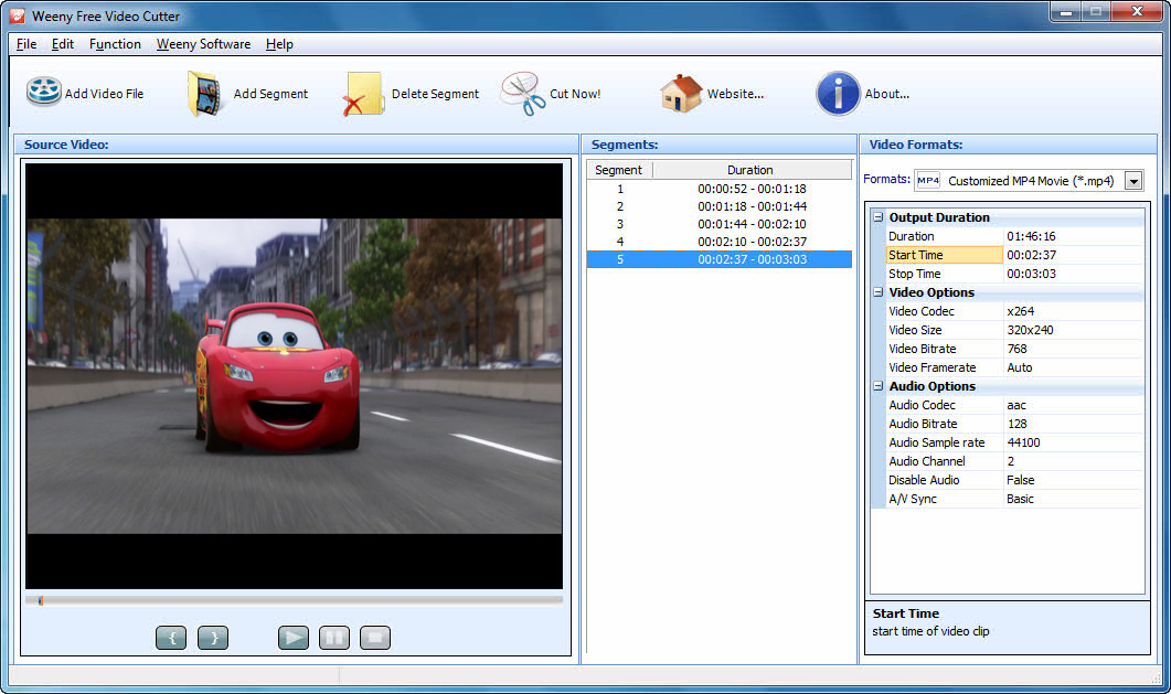 Click to view Weeny Free Video Cutter 1.1 screenshot