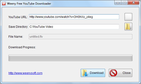 Click to view Weeny Free YouTube Downloader 1.2 screenshot