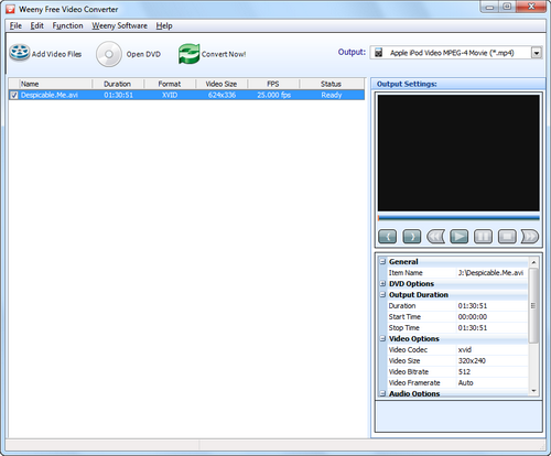 Free Video Converter screenshot 1 - main window