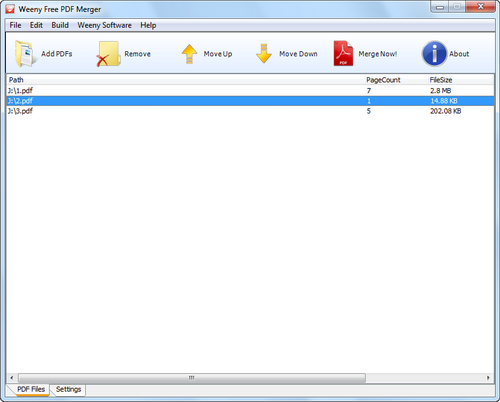 Free PDF Merger screenshot 1 - main window