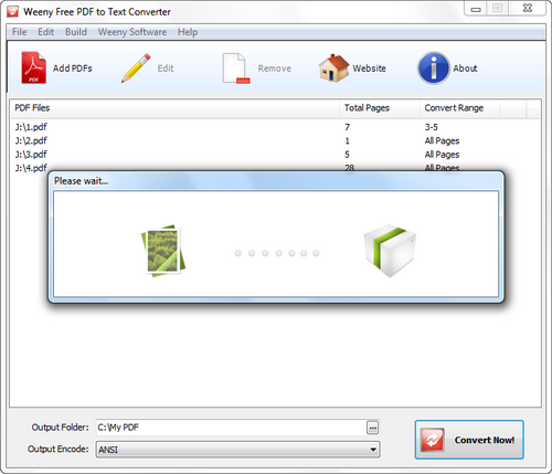 Free PDF to Text Converter screenshot 3 - PDF converting window