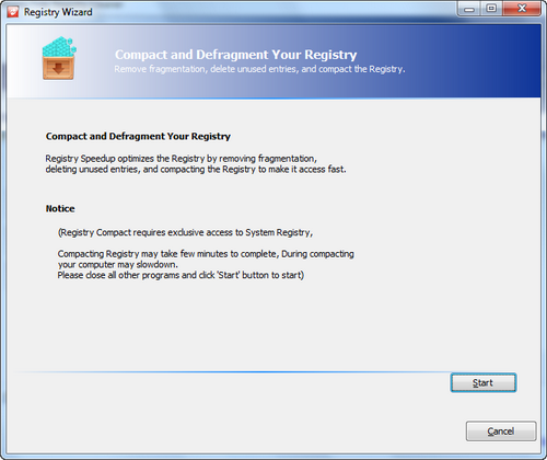 Free Registry Cleaner screenshot 7 - compact and defragment registry window