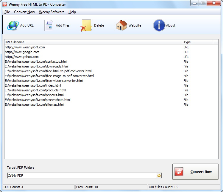 Weeny Free HTML to PDF Converter screenshot Weeny Free HTML to PDF Converter screenshot