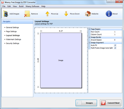 Free Image to PDF Converter screenshot 4 - layout settings window
