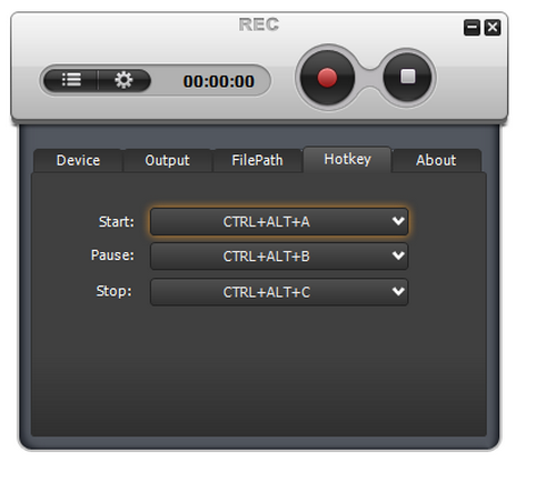 Free Audio Recorder screenshot 5 - hotkey settings window