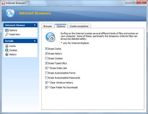 Free Cleaner screenshot 3 - internet browsers cleaner window