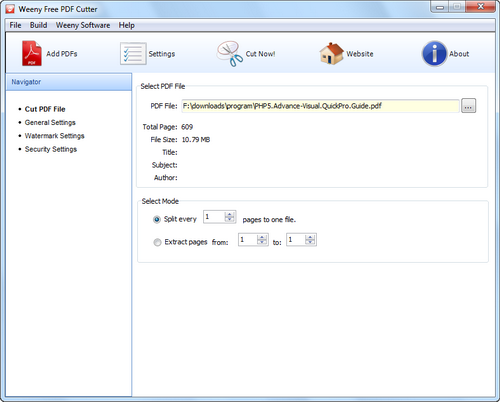 Free PDF Cutter screenshot 1 - main window
