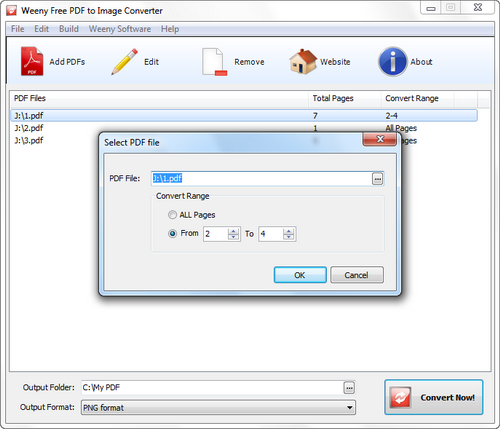 Free PDF to Image Converter screenshot 2 - add PDF files window