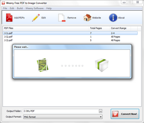 Free PDF to Image Converter screenshot 3 - PDF converting window
