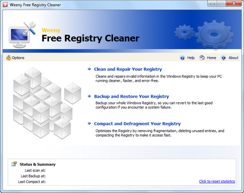 Free Registry Cleaner screenshot 1 - main window