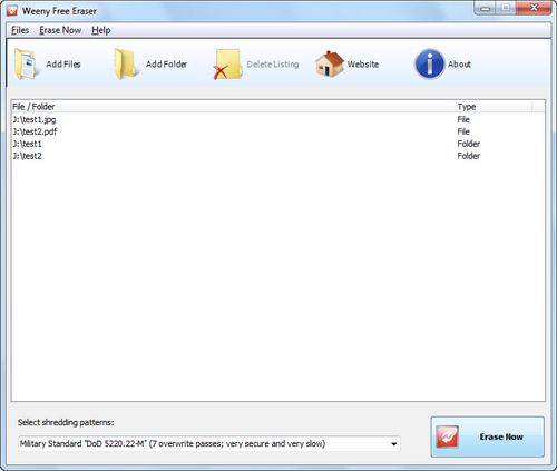 Free Eraser screenshot 1 - main window