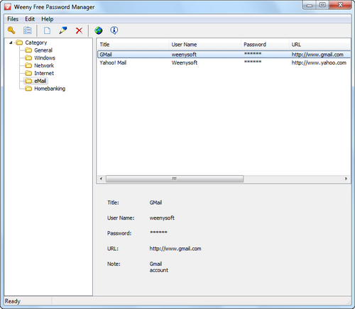 Free Password Manager screenshot 1 - main window