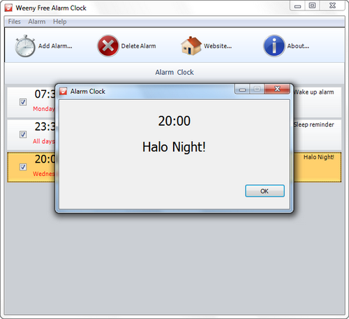 Free Alarm Clock screenshot 3 - alarm trigger window