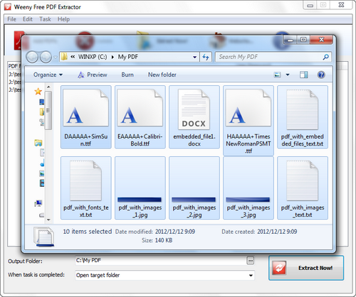 Free PDF Extractor screenshot 3 - show output folder